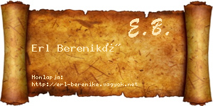 Erl Bereniké névjegykártya